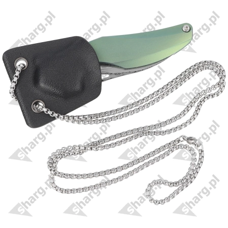 Bestech The Reticulan Neck Knife Green Titanium, Damascus by Elijah Isham (BT1810I)