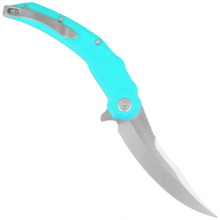 Kubey Crest Knife Light Blue G10, Satin 14C28N by Yuze Zhong (KU346B)