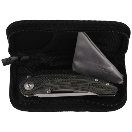 Bestech Irida Black/Green Carbon Fiber/G10, Satin 14C28N by Kombou Knife (BG25F)