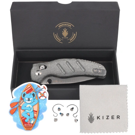 Kizer C01C 2.9 CD Knife Black Norplex UltreX Micarta, Satin Elmax by Sheepdog Knives (Ki3488.29CDA2)