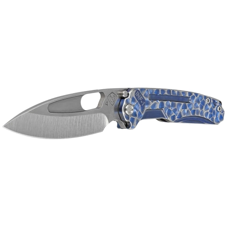 Medford Infraction Blue/Silver Titanium ''Peaks and Valleys'', Std HW, Brsh Clip, Tumbled S45VN by Greg Medford (MK031STQ-37A2-TSCS-BN)