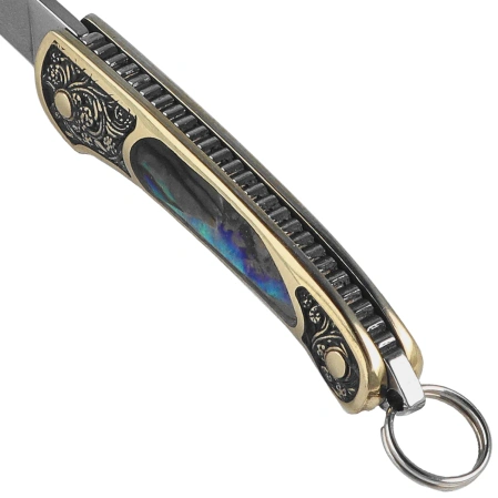 Third Decor Habitat Miniature Knife Brass/Abalone, Mirror Polished 420 (N89-7)