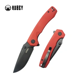 Kubey Calyce Knife Red G10, Blackwashed 14C28N (KU901S)