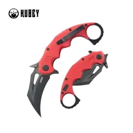 Kubey Mini Wrath Knife Red G10, Blackwashed 14C28N by MUZI Design (KU262H)