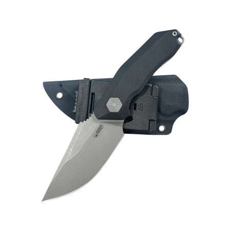 Kubey Basilisk Knife Black G10, Stonewashed 14C28N by Damned Designs (KU381A)