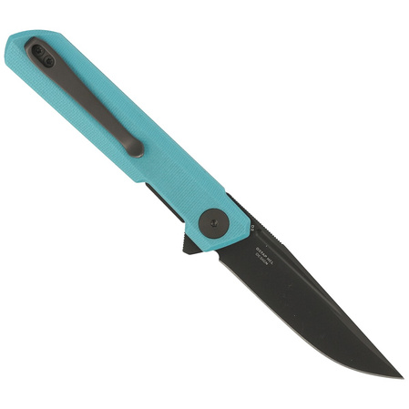 Bestechman Mini Dundee Knife Light Blue G10, Grey PVD D2 by Ostap Hel (BMK03E)