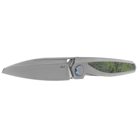 Nóż składany Rike Knife Baidi S Titanium/Green Carbon Fiber, Bead Blasted M390 (RK-Baidi-S-P/GCF)