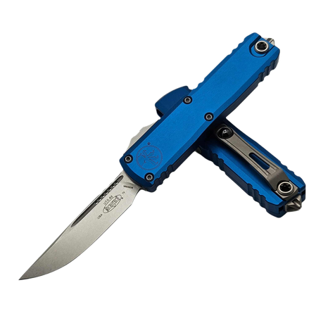 Nóż automatyczny OTF Microtech UTX-85 Gen IV S/E Blue Aluminium, Stonewashed M390MK by Tony Marfione (12314-10BL)