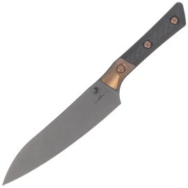 Microtech Utility Signature Kitchen Knife Bronze Titanium Bolster/Carbon Fiber, Black DLC M390MK (3400B-1DLCCFS)