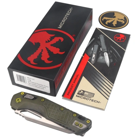 Nóż składany Microtech MSI S/E Distressed Grenade Green Aluminium, Apocalyptic M390MK by Tony Marfione (210-10FRDGG-U25)