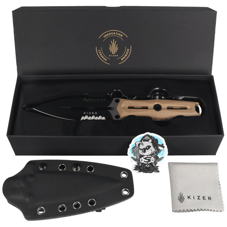 Nóż Kizer Norcross D/E Tan G10, Black PVD Nitro-V by L.F (ZX-FB01A3)