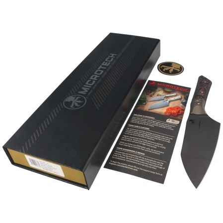 Microtech Santoku 6'' Signature Kitchen Knife Bronze Titanium Bolster / Live Wire Carbon Fiber, Black DLC M390MK (3200B-1DLCLWCFS)