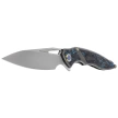 Nóż składany Rike Knife RK1902-B/CF Grey Titanium / Blue Carbon Fiber, Bead Blasted M390