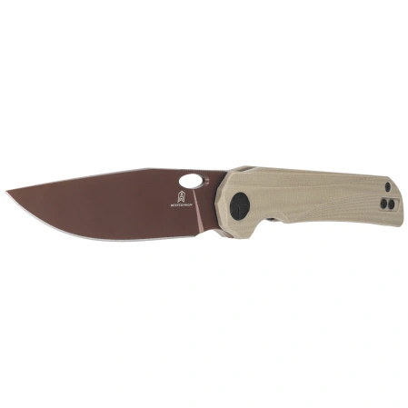 Nóż składany Bestechman Smuga Light Beige G10, Gold PVD AEB-L by Kombou (BMK22D)