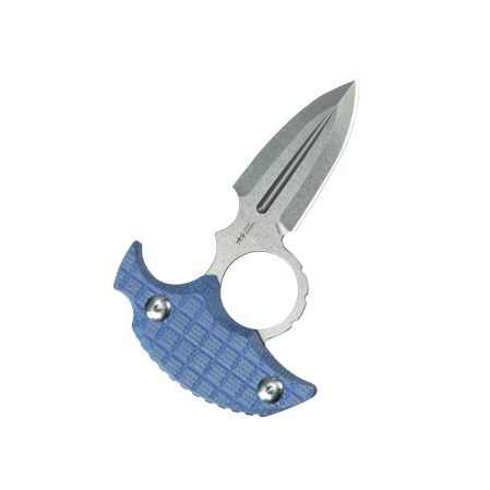 Kubey Cavy Pushdagger Blue Micarta, Stonewashed 14C28N by MUZI Design (KU403D)