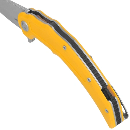 Kubey Crest Knife Yellow G10, Satin 14C28N by Yuze Zhong (KU346C)