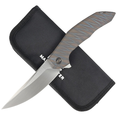 WE Knife Merata LE No 149/200 Tiger Stripe Titanium, Hand Rubbed Satin CPM 20CV by Anton Tkachenko knife (WE22008A-3)