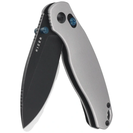 Kizer Phoca CD Knife Light Gray Aluminum, Black Stonewashed 14C28N (V3781CDA2)
