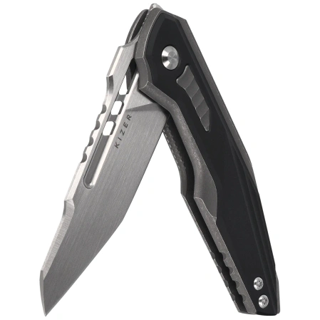 Kizer Zero Knife Gray Titanium / Black Aluminium, Hand Brushed S45VN by Maciej Torbe (Ki3664A2)