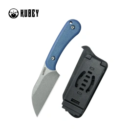 Kubey Knife Rock Hopper Blue Micarta, Beadblasted 14C28N by Scott Halpern (KU412C)