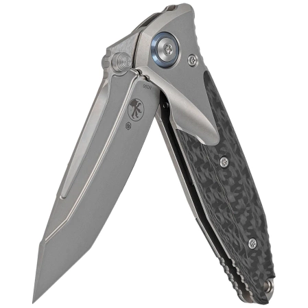 Microtech Socom Bravo Mini T/E Knife Titanium / Carbon Fiber, Blue HW, Bead Blasted M390 by Tony Marfione (261M-7CFTI)