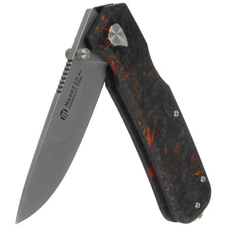 Nóż składany Maserin Pulse 630/FCA Black-Orange Fat Carbon, Stonewashed MagnaCut by Igor Bortolussi