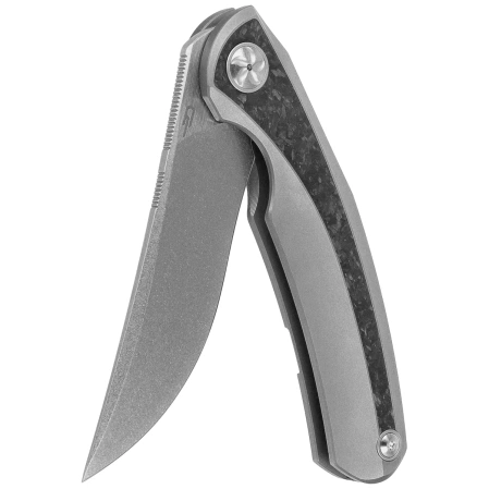 Bestech Sambac Knife Grey Titanium / Marbled Carbon Fiber, Stonewashed / Satin MagnaCut by Ostap Hel (BT2402C)