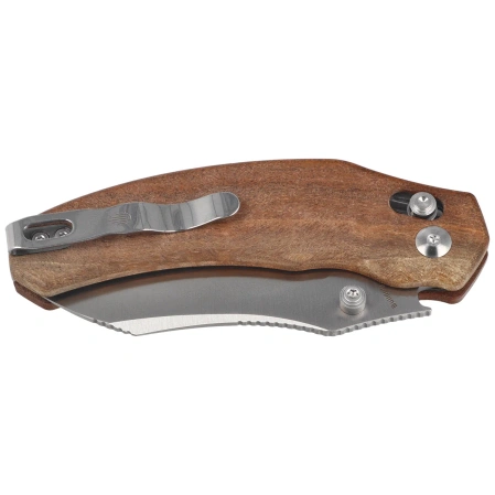 Kizer Bulldog Knife Mkuruti Wood, Satin Nitro-V by O.SHO (V3672A2)