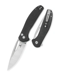 Bestechman Whalefin Knife Black G10, Stonewashed / Satin D2 (BMK18A)