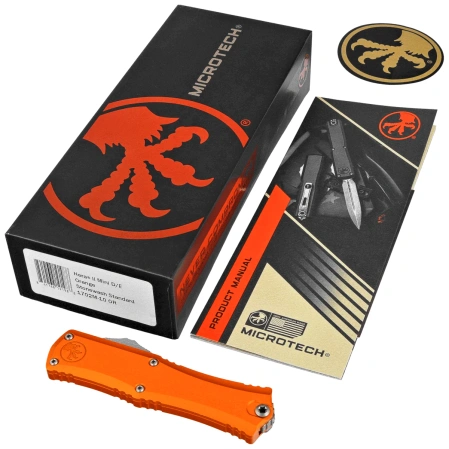 Nóż automatyczny OTF Microtech Hera II D/E Orange Aluminium, Stonewashed M390MK by Tony and Sean Marfione (1702-10OR)