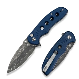 Civivi Triptych Knife Blue Canvas Micarta, Damascus (C23085B-DS1)