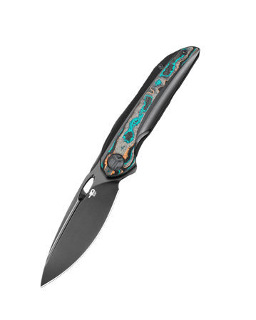 Nóż składany Bestech Senu Black Titanium / Camo Carbon Fiber, Black PVD CPM S90V by Kombou (BT2601D)