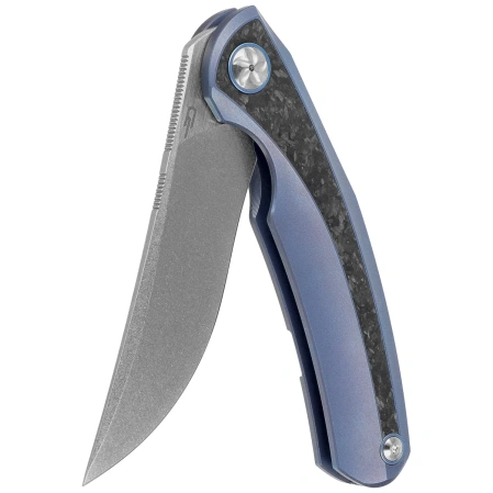 Bestech Sambac Knife Blue Titanium / Marbled Carbon Fiber, Stonewashed / Satin MagnaCut by Ostap Hel (BT2402D)