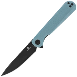 Bestechman Flick Knife Grey G10, Black PVD D2 by Ostap Hel (BMK13F)
