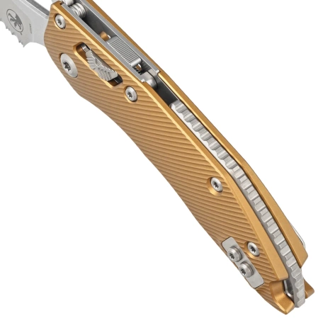 Microtech Stitch Ram-Lok S/E Knife Tan Fluted Aluminum, Stonewashed P/S M390MK by Borka Blades and Tony Marfione (169RL-11FLTA)