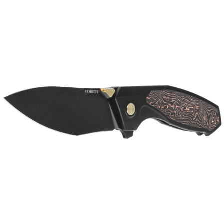 Nóż składany Remette Kingfisher Black Titanium/Copper Carbon Fiber, Black DLC M390 (RTKF5)