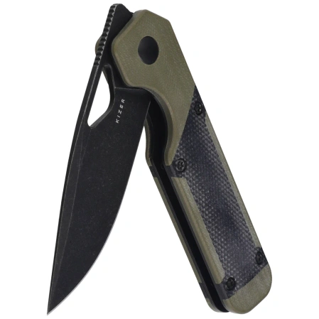 Nóż składany Kizer Mini Militaw Green G10 / Black Micarta, Black Stonewashed Nitro-V by Jonathan Styles (V3634SA5)