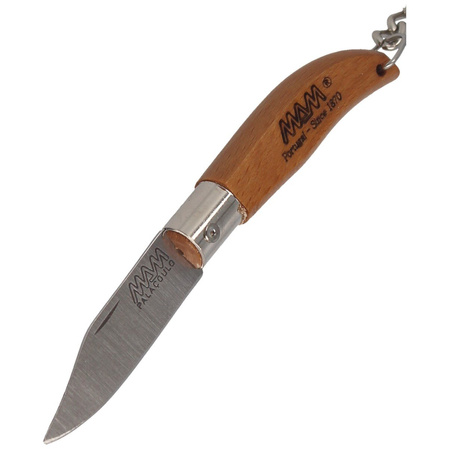 MAM Iberica Mini Keychain Knife, Dark Beech Wood, Inox HW, Satin 420 (2000-DW)