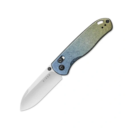 Kizer Drop Bear Knife Snowflake Crystallized Titanium, Satin LC200N by Azo (Ki3619A3)