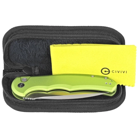 Civivi Knife Button Lock Praxis Lime Green Aluminum, Satin Nitro-V (C18026E-3)