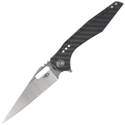 Bestech Malware Grey Titanium/Carbon Fiber, Stonewashed/Satin CPM S35VN by Todd Knife and Tool (BT1902C)