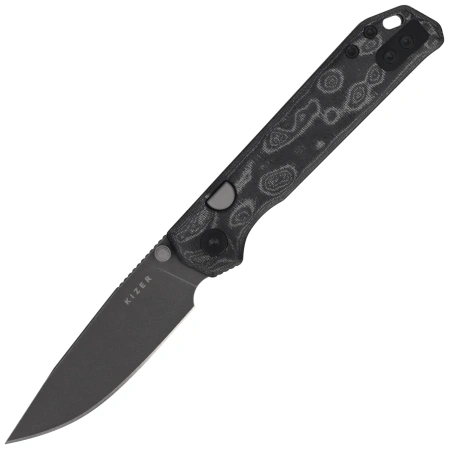 Nóż składany Kizer Begleiter 2.9 BLL Black Vortex Pattern Micarta, Gray PVD / Stonewashed BD1N by Azo (V3458.2BDA2)