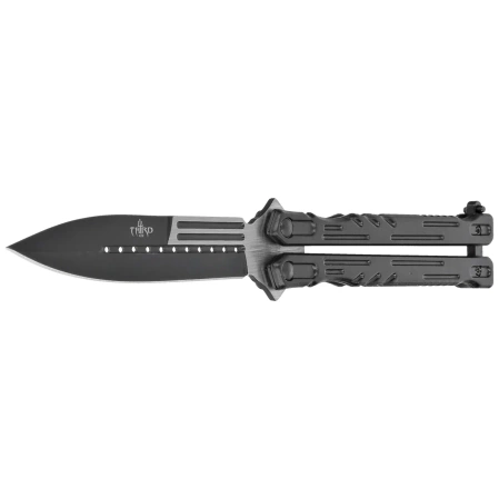 Third Decor Habitat Balisong Black Stainless Steel, Two-Tone 420 Butterfly Knife (K2448)