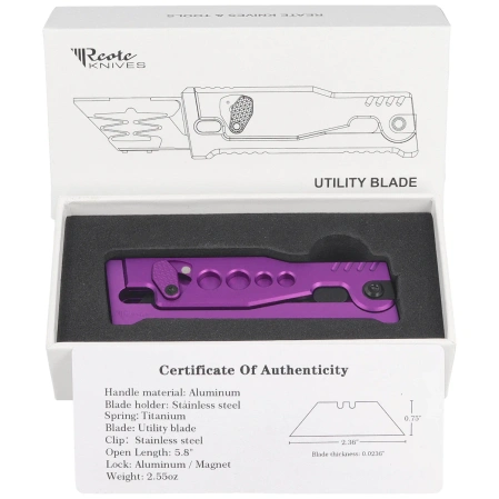 Nóż grawitacyjny Reate EXO-U V2 Purple Speedhole Aluminum, Stainless Steel