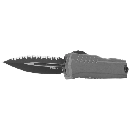 Microtech Cypher II D/E OTF Knife Natural Clear Aluminum, Black M390MK F/S by Deryk Munroe and Tony Marfione (1242-3NC)