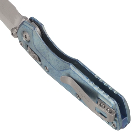 Nóż składany Microtech MSI Ram-Lok Mini S/E Marfione Select Slab Side Ice Blue Titanium, Stonewashed M390MK by Tony Marfione (210M-10MS7)