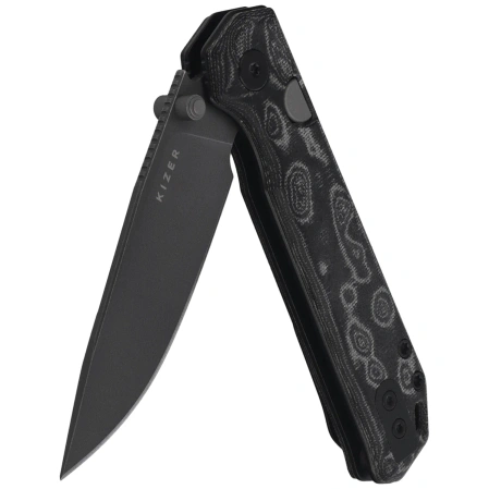 Kizer Begleiter 2.9 BLL Knife Gray Vortex Micarta, Gray PVD / Stonewashed BD1N by Azo (V3458.2BDA2)