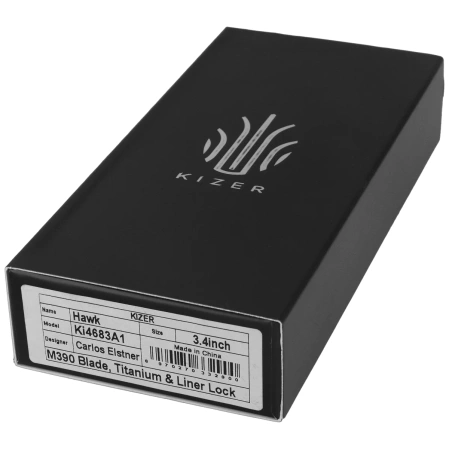 Nóż składany Kizer Hawk Black Titanium, Polished Black DLC M390 by Carlos Elstner (Ki4683A1)