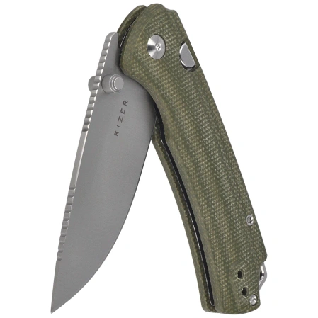 Nóż składany Kizer T1 BD Olive Green Micarta, Satin Nitro-V by Uli Hennicke (V3490.2BA1)