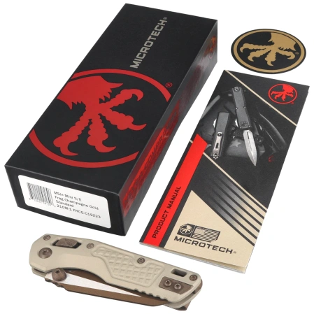 Microtech MSI Ram-Lok Mini S/E Knife Champagne Gold Frag Aluminium, Gold M390MK by Tony Marfione (210M-10FRCG-C19Z23)